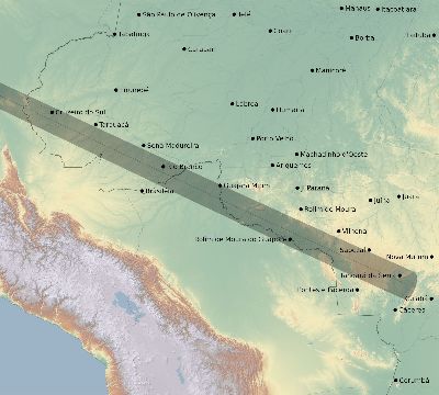 Map of the eclipse path across Brazil on 06/27/2280