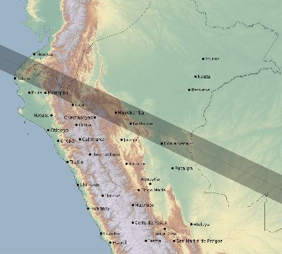 Map of the eclipse path across Peru on 06/27/2280