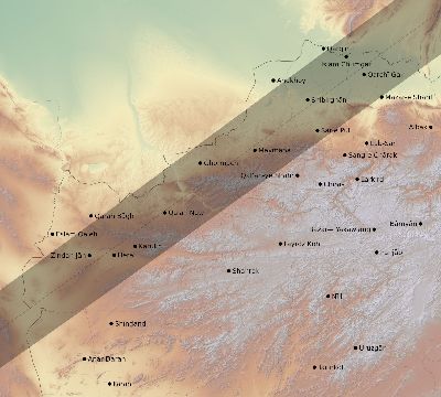 Map of the eclipse path across Afghanistan on 06/17/2281