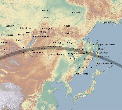 Map of the eclipse path across Russia on 06/17/2281