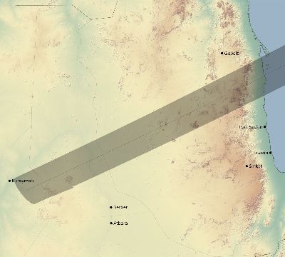 Map of the eclipse path across Sudan on 06/17/2281