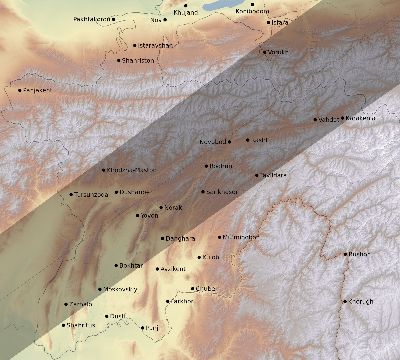 Map of the eclipse path across Tajikistan on 06/17/2281