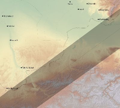 Map of the eclipse path across Turkmenistan on 06/17/2281