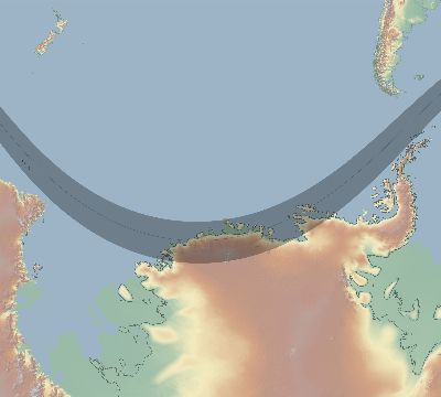 Map of the eclipse path across Antarctica on 12/11/2281