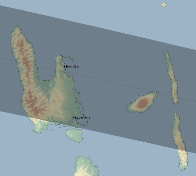 Map of the eclipse path across Vanuatu on 04/28/2283