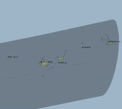 Map of the eclipse path across Japan on 10/21/2283