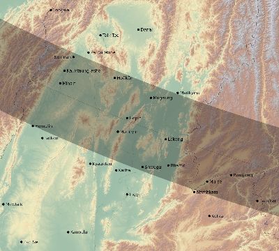 Map of the eclipse path across Myanmar on 10/21/2283