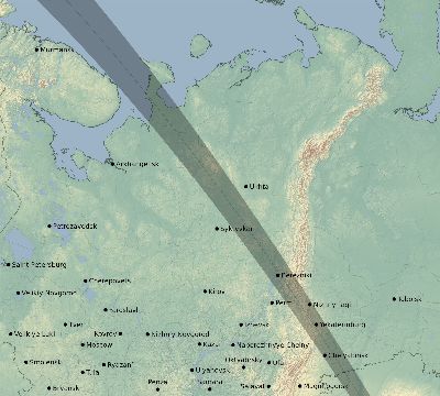 Map of the eclipse path across Russia on 10/21/2283