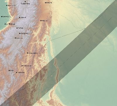 Map of the eclipse path across Ecuador on 04/16/2284