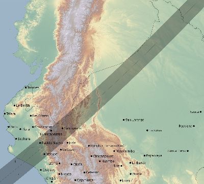 Map of the eclipse path across Peru on 04/16/2284