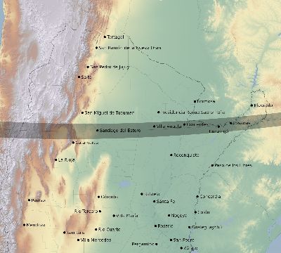 Map of the eclipse path across Argentina on 10/09/2284