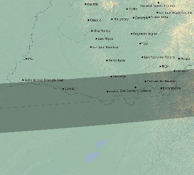 Map of the eclipse path across Paraguay on 10/09/2284