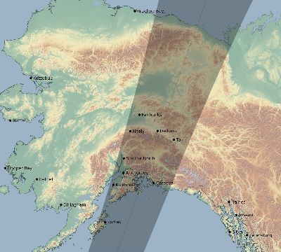 Map of the eclipse path across United States on 04/05/2285