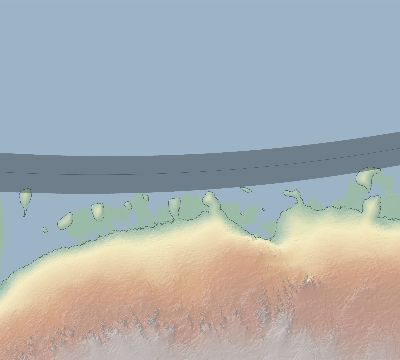 Map of the eclipse path across Antarctica on 02/13/2287