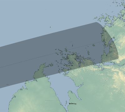 Map of the eclipse path across Australia on 02/13/2287