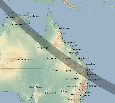 Map of the eclipse path across Australia on 07/29/2288