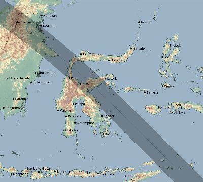 Map of the eclipse path across Indonesia on 07/29/2288