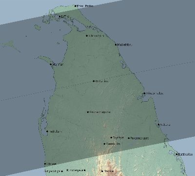 Map of the eclipse path across Sri Lanka on 07/29/2288
