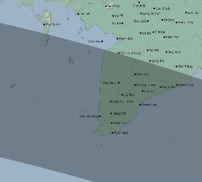 Map of the eclipse path across Vietnam on 07/29/2288