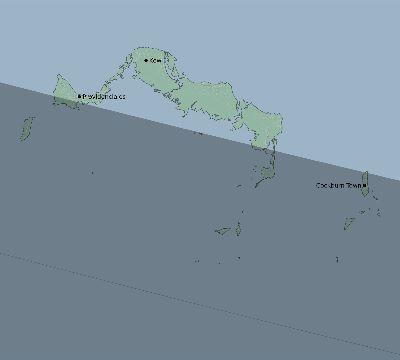 Map of the eclipse path across Turks and Caicos Islands on 01/22/2289