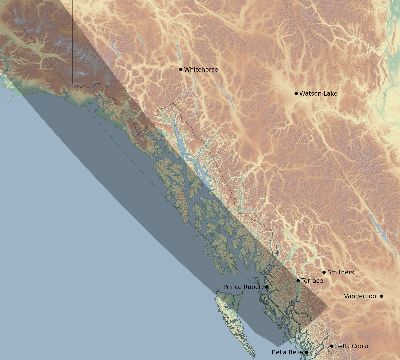 Map of the eclipse path across Canada on 06/08/2290