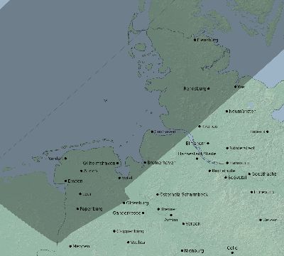 Map of the eclipse path across Germany on 06/08/2290