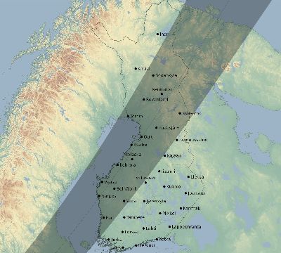 Map of the eclipse path across Finland on 06/08/2290
