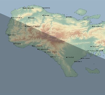 Map of the eclipse path across Haiti on 05/28/2291