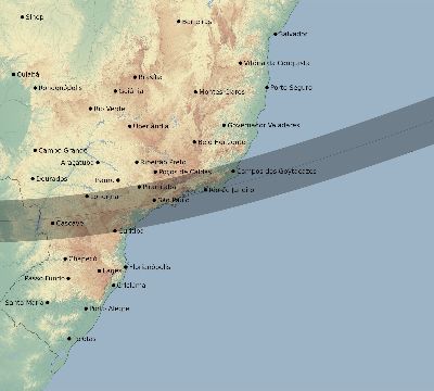 Map of the eclipse path across Brazil on 11/21/2291