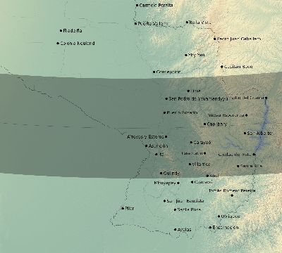 Map of the eclipse path across Paraguay on 11/21/2291