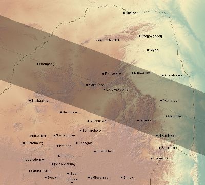 Map of the eclipse path across South Africa on 05/17/2292