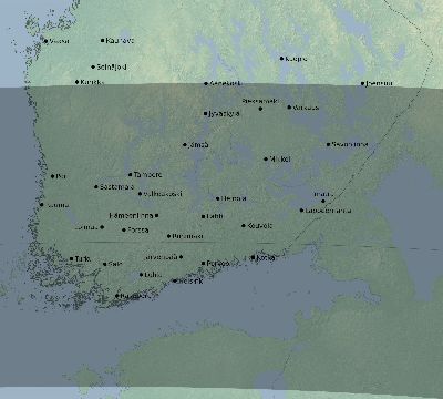 Map of the eclipse path across Finland on 03/27/2294