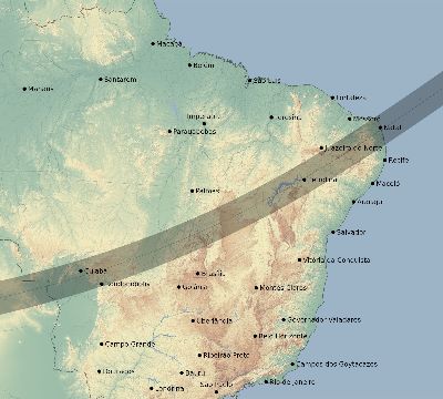 Map of the eclipse path across Brazil on 03/16/2295