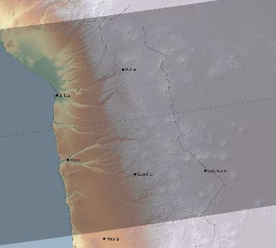 Map of the eclipse path across Chile on 03/16/2295