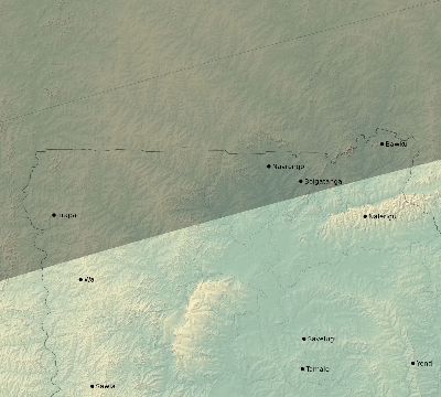 Map of the eclipse path across Ghana on 03/16/2295