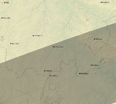 Map of the eclipse path across Mali on 03/16/2295