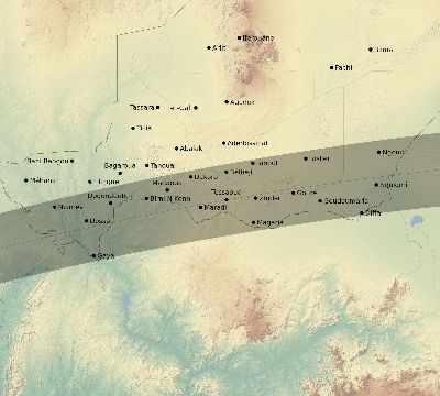 Map of the eclipse path across Niger on 03/16/2295