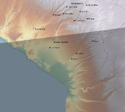 Map of the eclipse path across Peru on 03/16/2295