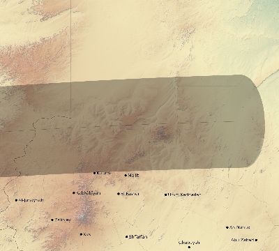 Map of the eclipse path across Sudan on 03/16/2295