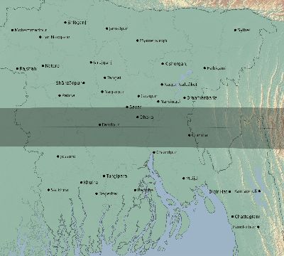 Map of the eclipse path across Bangladesh on 09/10/2295