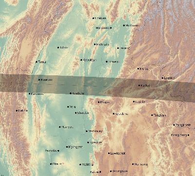 Map of the eclipse path across Myanmar on 09/10/2295