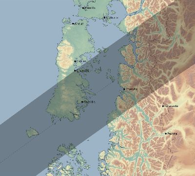 Map of the eclipse path across Chile on 03/04/2296