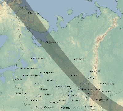 Map of the eclipse path across Russia on 08/29/2296