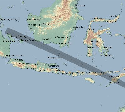 Map of the eclipse path across Indonesia on 01/03/2299