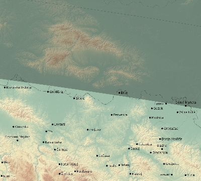 Map of the eclipse path across Bosnia and Herzegovina on 06/28/2299