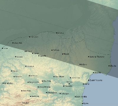 Map of the eclipse path across Bulgaria on 06/28/2299