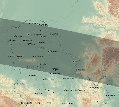 Map of the eclipse path across Serbia on 06/28/2299
