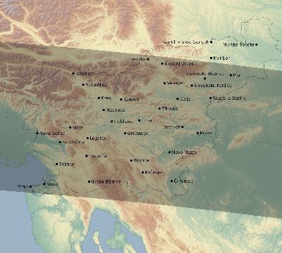 Map of the eclipse path across Slovenia on 06/28/2299