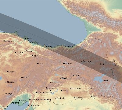 Map of the eclipse path across Turkey on 06/28/2299