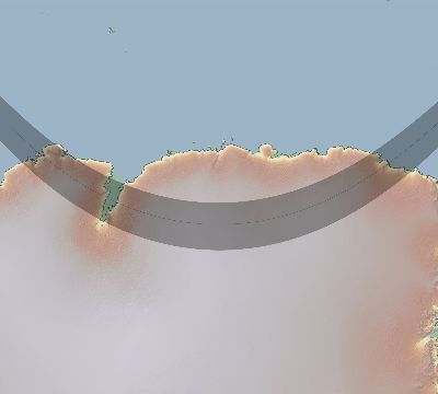 Map of the eclipse path across Antarctica on 12/23/2299